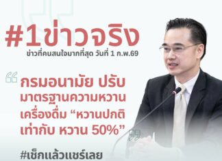 ดีอี ยันข่าวจริง “กรมอนามัย ปรับมาตรฐานความหวานเครื่องดื่ม “หวานปกติ” เท่ากับ หวาน 50%”