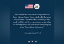 ทูตสหรัฐฯ ยินดี “อนุทิน” นั่งนายกฯ ยันพร้อมทำงานร่วมกันใกล้ชิด กระชับความสัมพันธ์ไทย-อเมริกัน